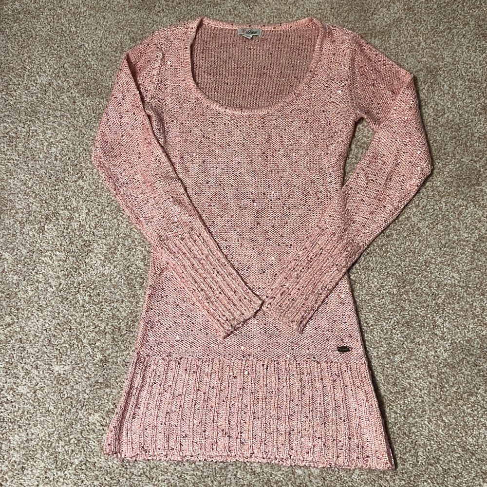 Guess acrylic polyester blend pink sweater with sequins